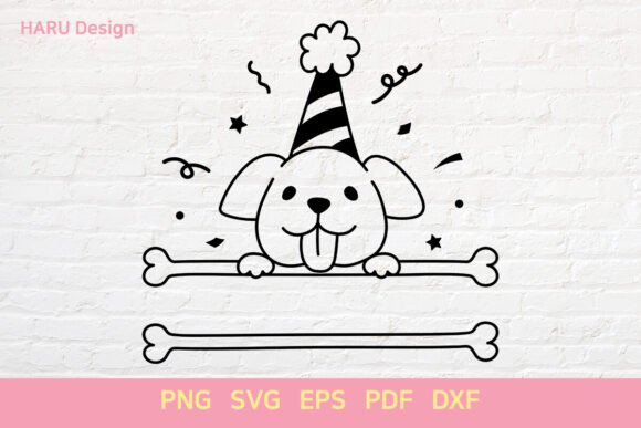 BirthDay Happy Dog Outline Bone