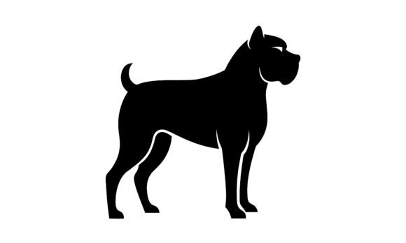 Black Silhouette of a Cane Corso Dog
