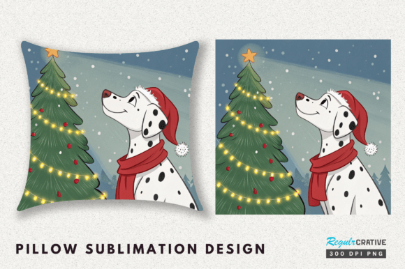 Christmas Dog Pillow, Dalmatian Christmas