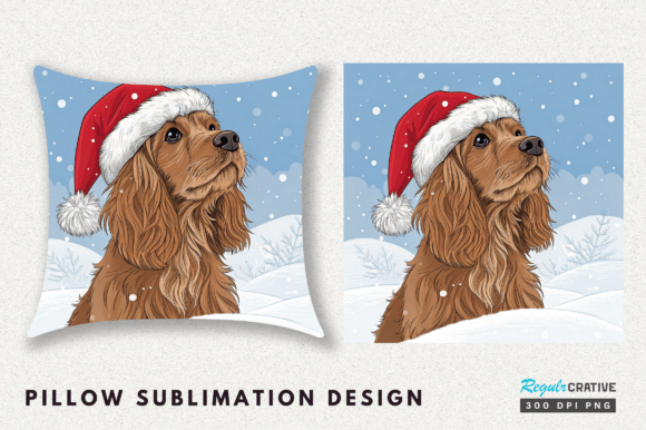 Christmas Dog Pillow, Festive Cocker