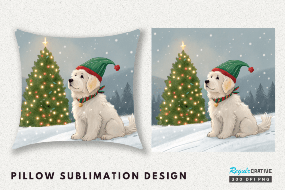 Christmas Dog Pillow, Festive Maltese