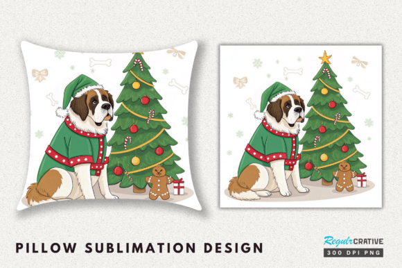 Christmas Dog Saint Bernard in Santa Cap