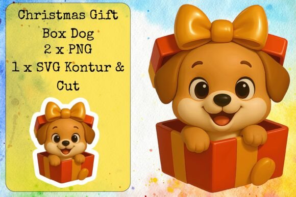 Christmas Gift Box Dog