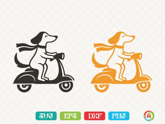Dog Riding Scooter Embroidery Design