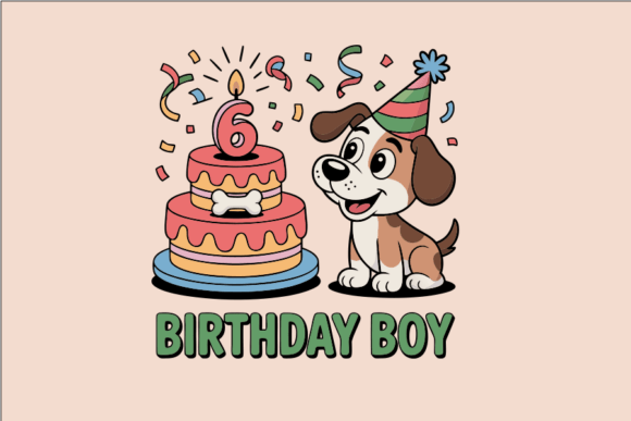 Happy Birthday Boy Dog with Cake