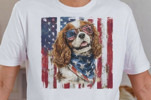 Patriotic Cavalier King Dog PNG