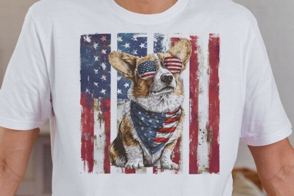 Patriotic Pembroke Welsh Corgi Dog PNG