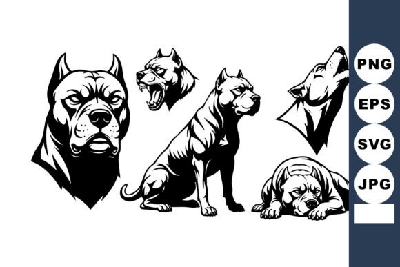 Pitbull Dog Howling Growling Vector