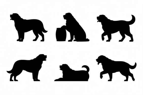 Saint Bernard Dog Silhouettes for Embroidery Projects