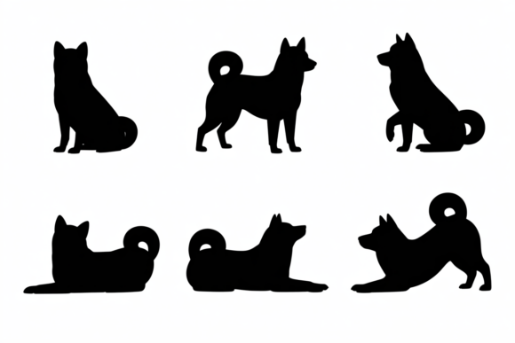 Shiba Inu Dog Poses Silhouettes Black: A Designer's Review for Real Embroidery Projects