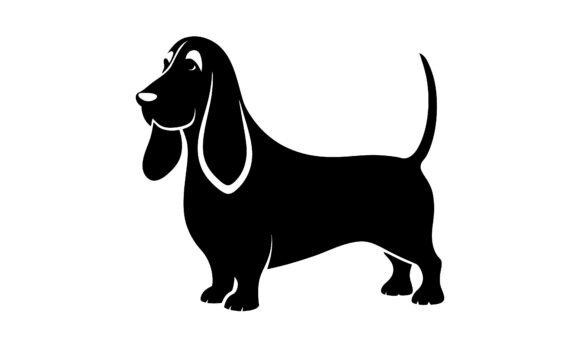 Simple Silhouette of a Basset Hound Dog