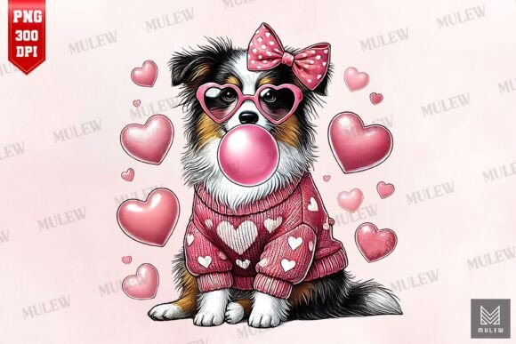 Valentine Australian Shepherd Dog PNG