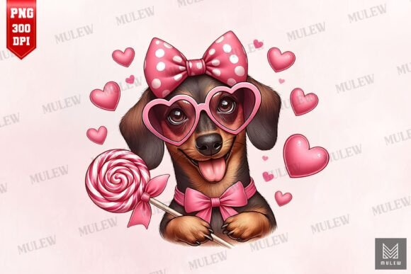 Valentine Dachshund Dog Sublimation PNG